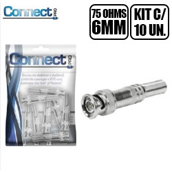 CFTV. CONECTOR BNC (KIT C/ 10) 75 OHMS - RG-59 - 6MM C/ P
