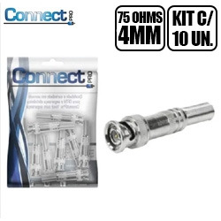 CFTV. CONECTOR BNC (KIT C/ 10) 75 OHMS - RG-59 - 4MM C/ P