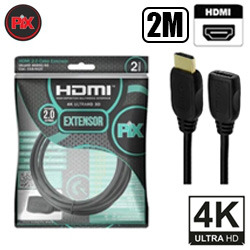 CABO EXTENSOR HDMI MACHO P/ HDMI FÊMEA 4K HDR 19P 2M