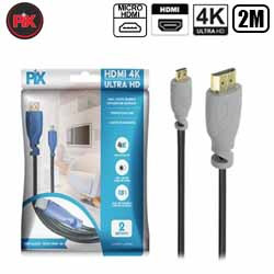 CABO MICRO HDMI P/ HDMI 2.0 4K HDR 19P 2M