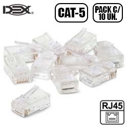 CONECTOR PLUG RJ45 - CAT5 - (PCT C/ 10 PEÇAS) REF: R