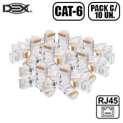 CONECTOR PLUG RJ45 - CAT6 - (PCT C/ 10 UN.) REF. RJ456