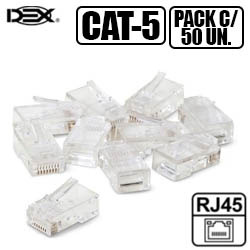 CONECTOR PLUG RJ45 - CAT5 - (PCT C/ 50 PEÇAS) REF: R
