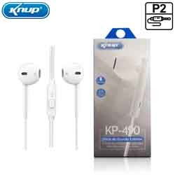 FONE C/ MIC. P2 KP-490 BRANCO (BOX BLISTER)