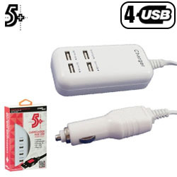 AT. CARREGADOR VEICULAR C/ 4 USB LATERAIS 12V
