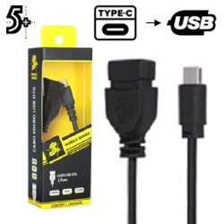 CABO ADAPTADOR TYPE-C P/ USB FÊMEA C/ 17CM - PRETO (BLI