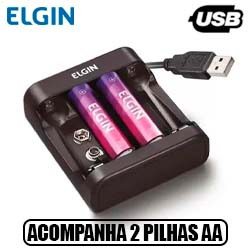 EN. CARREGADOR DE PILHAS AA / AAA / BATERIA 5V 1A C/ CAB
