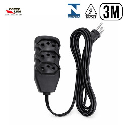 EN. EXTENSÃO 3 TOMADAS 3M PRETO (BLISTER)