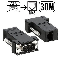 ADAPTADOR EXTENSOR VGA MACHO VIA RJ45 ATÉ 30M CAT5/C