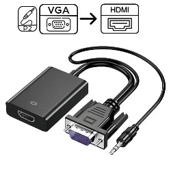 ADAPT. VGA MACHO P/ HDMI FEMEA C/ SAÍDA DE ÁUDIO REF. F