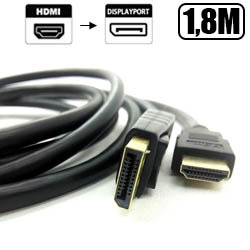 CABO DE VIDEO DISPLAYPORT P/ HDMI 1.8M PRET