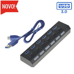 HUB USB 3.0 - 7 PORTAS CHAVEADO C/ LED INDICADOR R