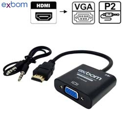 ADAPTADOR HDMI P/ VGA FÊMEA C/ SAÍDA DE ÁUDIO REF.
