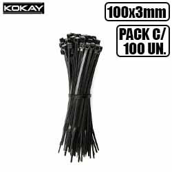 MDC. ABRACADEIRA 100MM X 3MM PRETA (PCT. C/ 100 UN.)