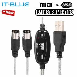 CABO MIDI P/ USB INSTRUMENTOS MUSICAIS P/ US