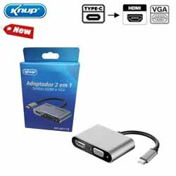 ADAPTADOR TYPE-C P/ HDMI E VGA REF. KP-AD119