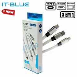 CABO CEL/DADOS P/ IPHONE,TYPE-C E V8 (3 EM 1) REF
