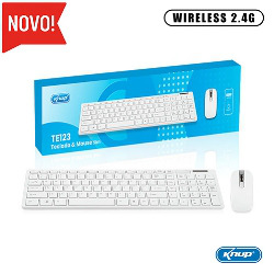 TECLADO E MOUSE SEM FIO 2.4 GHZ BRANCO REF. KP-TE123