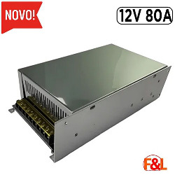 CFTV. FONTE ALIMENTAÇÃO CHAVEADA 12V-80A BIVOLT REF.