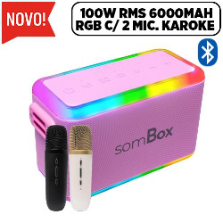 CAIXA DE SOM BLUETOOTH h100W RMS 6000MAH RGB C/ 2 MI