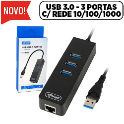 HUB USB 3.0 - 3 PORTAS C/ REDE 10/100/1000 REF. KP-HB5