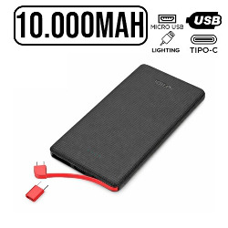 EN. POWER BANK 10.000MAH (SAÍDAS USB,TYPE-C, IPHONE,V8)