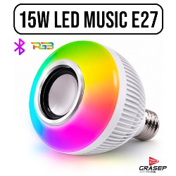 CAIXA DE SOM BLUETOOTH d15W (LAMPADA LED MUSIC RGB)