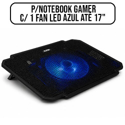 SUPORTE P/NOTEBOOK GAMER C/ 1 FAN LED AZUL ATÉ 17" REF.
